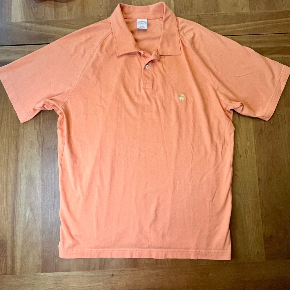 Orange Brooks Brothers 346 Short Sleeve Polo Shirt 100% Cotton XL